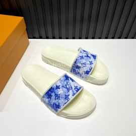 LV Summer Printed Cowhide Slippers For Men