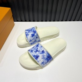LV Summer Printed Cowhide Slippers For Men