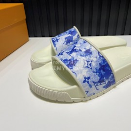 LV Summer Printed Cowhide Slippers For Men