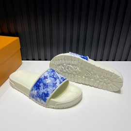 LV Summer Printed Cowhide Slippers For Men