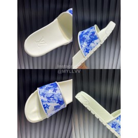LV Summer Printed Cowhide Slippers For Men