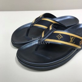 LV Cowhide Monogram Ribbon Flip Flops For Men