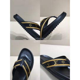 LV Cowhide Monogram Ribbon Flip Flops For Men