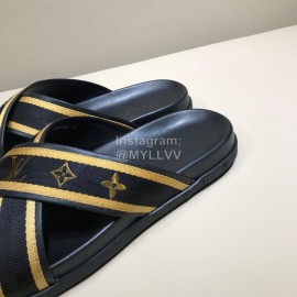 LV Cowhide Monogram Ribbon Cross Slippers For Men