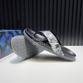 LV Cowhide Monogram Flip Flops For Men Black