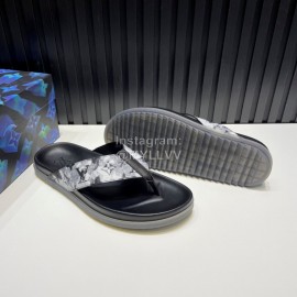 LV Cowhide Monogram Flip Flops For Men Black