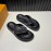 LV Vintage Hardware Buckle Calf Leather Flip Flops For Men