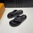 LV Vintage Hardware Buckle Calf Leather Flip Flops For Men