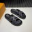 LV Vintage Hardware Buckle Calf Leather Cross Slippers For Men