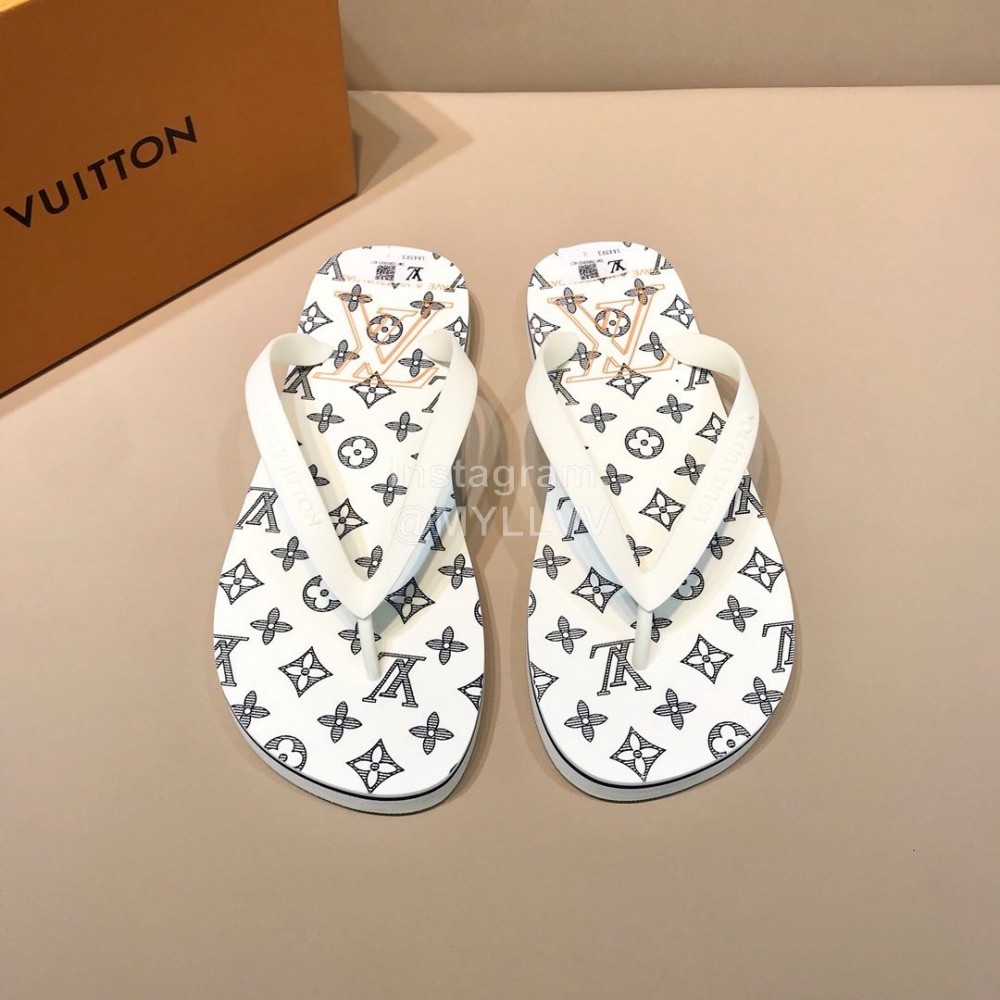 LV Summer Monogram Flip Flops For Men White