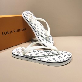LV Summer Monogram Flip Flops For Men White