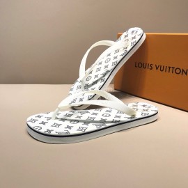 LV Summer Monogram Flip Flops For Men White