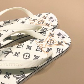 LV Summer Monogram Flip Flops For Men White