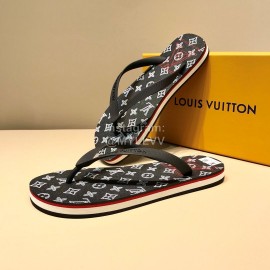 LV Summer Monogram Flip Flops For Men Black