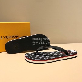 LV Summer Monogram Flip Flops For Men Black
