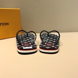 LV Summer Monogram Flip Flops For Men Black