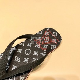 LV Summer Monogram Flip Flops For Men Black