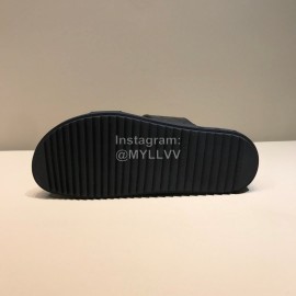 LV Black Monogram Embossed Calf Leather Slippers For Men