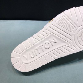 LV Calf Leather Monogram Embroidery Slippers For Men White
