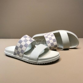LV Summer Fashion Damier Cowhide Slippers For Men