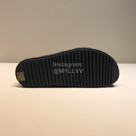 LV Summer Fashion Damier Cowhide Slippers For Men Black