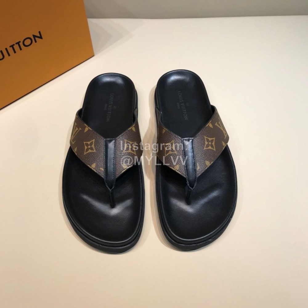 LV Classic Monogram Cowhide Flip Flops For Men