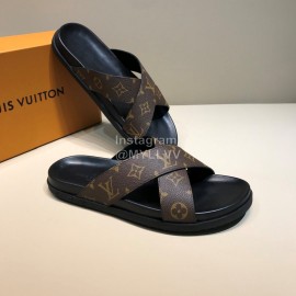 LV Classic Monogram Cowhide Cross Slippers For Men
