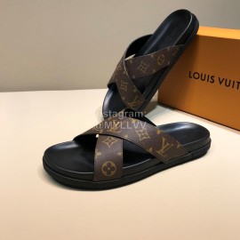 LV Classic Monogram Cowhide Cross Slippers For Men
