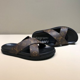 LV Classic Monogram Cowhide Cross Slippers For Men