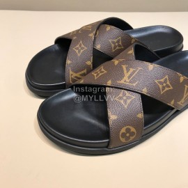 LV Classic Monogram Cowhide Cross Slippers For Men