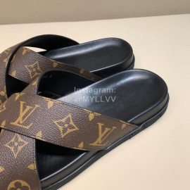 LV Classic Monogram Cowhide Cross Slippers For Men