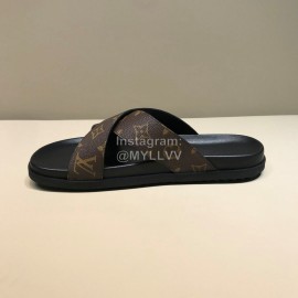 LV Classic Monogram Cowhide Cross Slippers For Men