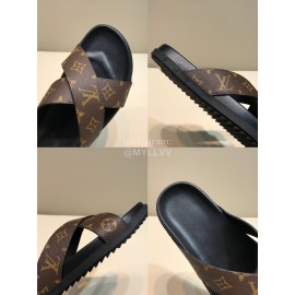 LV Classic Monogram Cowhide Cross Slippers For Men