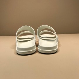 LV Summer Classic Monogram Cowhide Slippers For Men White
