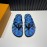 LV Summer Blue Monogram Printed Flip Flops For Men