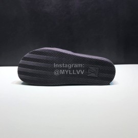 LV Summer Monogram Printed Cowhide Slippers For Men Black 