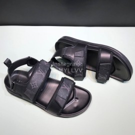 LV Summer Monogram Printed Cowhide Scandals For Men Black 