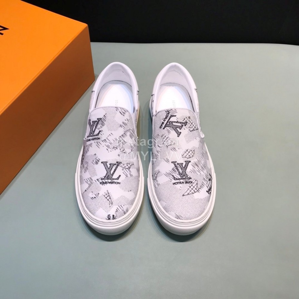 LV Casual Monogram Canvas Shoes For Men White