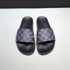 LV Summer Damier Leather Printed Casual Slippers For Men Black