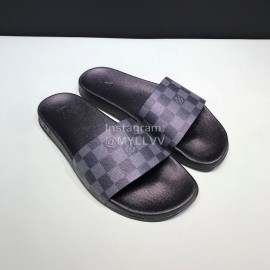 LV Summer Damier Leather Printed Casual Slippers For Men Black