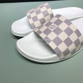 LV Summer Damier Leather Printed Casual Slippers For Men White