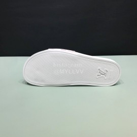 LV Summer Damier Leather Printed Casual Slippers For Men White