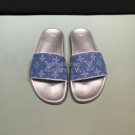 LV Summer Monogram Canvas Printed Casual Slippers For Men Denim
