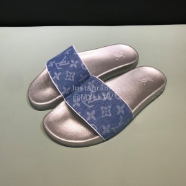 LV Summer Monogram Canvas Printed Casual Slippers For Men Denim