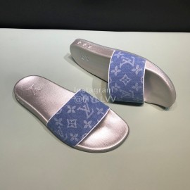 LV Summer Monogram Canvas Printed Casual Slippers For Men Denim