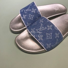 LV Summer Monogram Canvas Printed Casual Slippers For Men Denim
