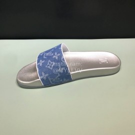 LV Summer Monogram Canvas Printed Casual Slippers For Men Denim
