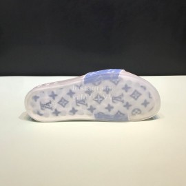 LV Summer Monogram Canvas Printed Casual Slippers For Men Denim