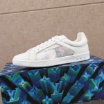 LV Pvc Monogram Printed Leather Sneakers For Men White