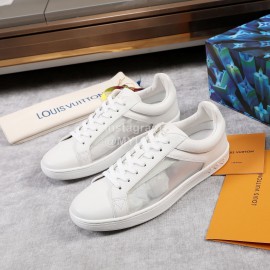 LV Pvc Monogram Printed Leather Sneakers For Men White